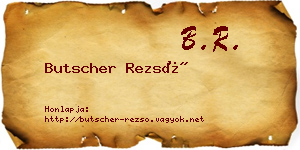 Butscher Rezső névjegykártya